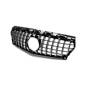 Parrilla Delantera para Mercedes-Benz Clase CLA W117, Modelo GT, Totalmente Negra con Franjas Verticales Plateadas, ABS - Product Image 4