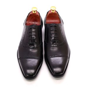 Chaussures Oxford à lacets pour hommes en cuir véritable, chaussures habillées pour hommes pour mariage, fête, bureau, chaussures de mode - Product Image 4