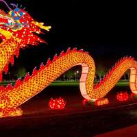 Anpu Lighting - Linterna Gigante con Motivo de Dragón Chino Tradicional, Luz LED para Exteriores, Impermeable, Decoración para el Día de Año Nuevo, Festivales y Eventos