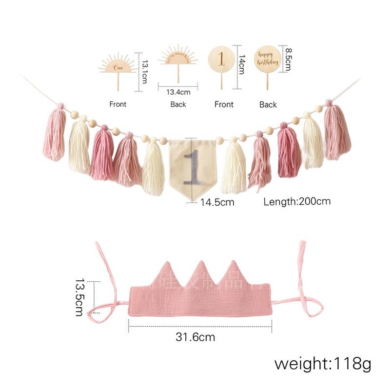 Costume de bannière de chapeau d'anniversaire bébé rose