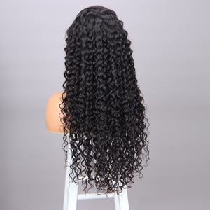 厂家直销批发200% 密度真人发水波假发深卷曲13x4高清蕾丝前假发天然黑色 - Product Image 6