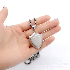 yunnique Silver Shield <b>Pendant</b> <b>For</b> <b>Men</b> Stainless Steel Themed <b>Necklace</b> Gift - Product Image 2