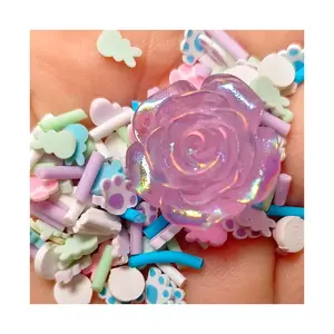 Thiết kế mới màu tím mờ Rose resin Charms dễ thương Dog Claw Clay lát cho Slime Filler Keychain trang trí trang trí