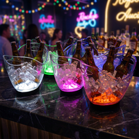 Seau à glace LED rechargeable en plastique personnalisé avec logo pour fête, boîte de nuit, bar, refroidisseur de vin 4L
