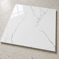 Carreaux de céramique entièrement émaillés 600x600mm à finition brillante, aspect marbre blanc Carrara gris, pour projets commerciaux (sol et mur), livraison rapide
