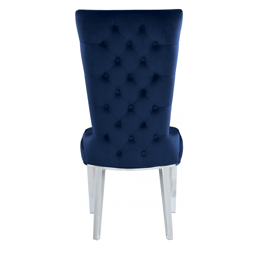 Мебельная фабрика Dongguan Tianhang производит оптом роскошные серебряные ножки из нержавеющей стали синие бархатные стулья для столовой