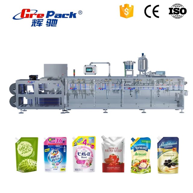 Automatic Stand up Spout Pouch Doypack Form Fill Seal Packing Machine for Liquid Soap, Shampoo, Milk and Food Sauce