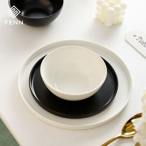 خدمة طاولة أطباق غير قابلة للكسر من البورسلين والأطباق السوداء للمطبخ والمنزل - Product Image 2