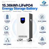 Batterie de stockage solaire 51,2 V 300 Ah 15,36 kWh LiFePO4, système de stockage d'énergie domestique avec CAN RS485