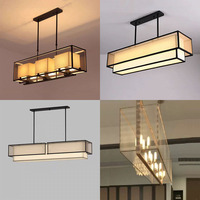 Suspension rectangulaire en maille dorée pour hôtel avec abat-jour en acier inoxydable et tissu pour lustres et luminaires suspendus