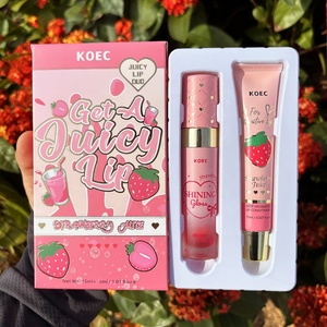 Set de Bálsamo <span class=keywords><strong>Labial</strong></span> <span class=keywords><strong>Hidratante</strong></span> Vegano KOEC con Sabor a Fresa/Durazno/Cereza para el Cuidado de los Labios, Bálsamo <span class=keywords><strong>Labial</strong></span> <span class=keywords><strong>Hidratante</strong></span> + Brillo <span class=keywords><strong>Labial</strong></span> - Product Image 1