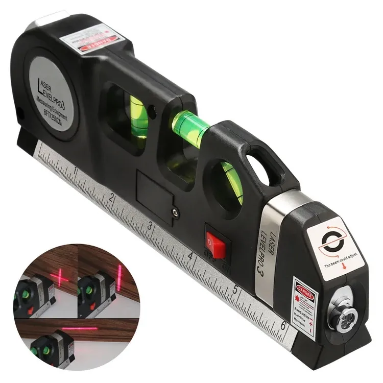 4 in 1 Multipurpose Laser Level Laser Pro 3 Measure Line 8ft+ Measure Tape Ruler Adjusted Standard and Metric Rulers Laser Level