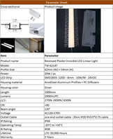 Bande lumineuse LED encastrée en saillie pour installation murale sur plaque de plâtre avec certification CE pour projets commerciaux