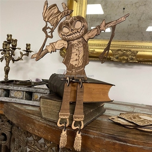 Ornement fantaisie homme citrouille effrayant, découpé en bois, écologique et réutilisable, décoration 3D pour la maison et le jardin, fourniture pour les fêtes d'Halloween - Product Image 4