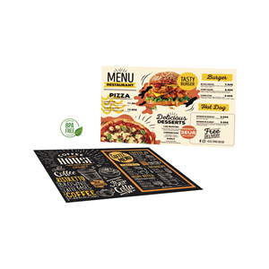 EcoFriendly Plastic Printed Reusable Modern Customizable Thin <b>Rectangle</b> <b>Placemats</b> Machine Washable BPA Free Restaurant Coffee - Product Image 1