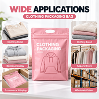Sacs d'emballage pour vêtements en Mylar à fond plat personnalisés, avec fermeture éclair, anti-poussière et anti-humidité, pour les boutiques de vêtements et les grossistes