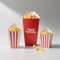 Kustomisasi Ember Popcorn Klasik Bergaris Putih dan Merah, Ukuran Kecil dan Besar, Tahan Lama, Kotak Snack, Cetak Digital, Gelas Popcorn