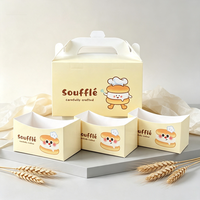 Boîte cadeau de boulangerie en carton blanc avec logo personnalisé, étiquette privée, avec poignée, emballage portable pour gâteau soufflé, taille personnalisée OEM