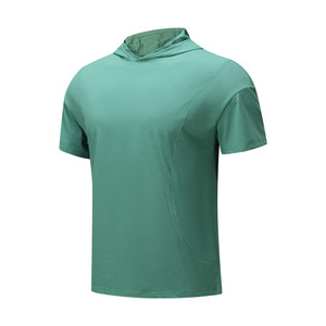 Wholesale OEM ODM Unisex Summer PT Uniform Set Solid Hooded <strong>Cap</strong> Blank Breathable Quick Dry Short <strong>Sleeve</strong> Loose Fit Sport <strong>T</strong> <strong>Shirt</strong> - Product Image 5