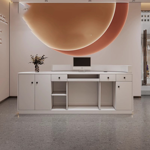 Muebles de spa, mesa de recepción de media luna, mostrador frontal, escritorio de recepción de <span class=keywords><strong>oficina</strong></span> para ideas de salón de uñas - Product Image 3