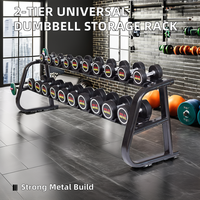 Équipement de musculation HV, support de rangement universel à 2 niveaux, métal durable, grande capacité, support pour haltères, option de logo personnalisé pour