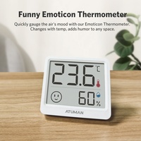 ATuMan THmini Thermomètre Hygromètre Numérique ATX avec Écran LCD 2,5 Pouces, Horloge Haute Précision pour Intérieur, Fixation Murale ou sur Pied