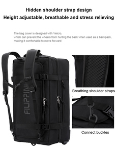 Unisex New Multifunctional 2-<b>Wheel</b> Durable Travel Trolley Luggage Bag <b>Backpack</b> Rucksack Compressible Shoulder Straps - Product Image 3