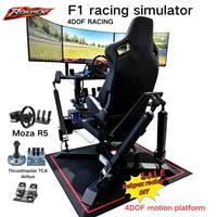 Simulateur de jeu de course automobile dynamique avec plateforme de mouvement 6DOF à 3 écrans, équipement F1 9D d'usine d'origine pour usage intérieur