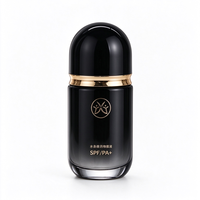 Vente en gros de flacons en verre ronds de luxe en forme de capsule vides de 30 ml, 40 ml, 60 ml, 100 ml, 120 ml pour soins de la peau avec pompe à lotion