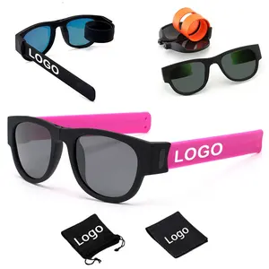 Outdoor Sports 2024 Slap Folding Sunglasses Custom Logo Shades Fancy Slap Wrist Men Polarized Folding Bracelet Sun Glasses