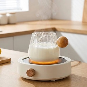 Pichet à lait <span class=keywords><strong>mini</strong></span> en verre borosilicate côtelé résistant à la chaleur, tendance et de qualité supérieure, avec poignée en bois, pour l'art du café expresso - Product Image 3