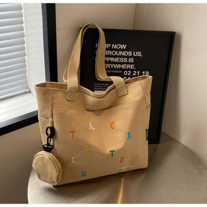 Sac de voyage personnalisé Offre Spéciale Ins sac fourre-tout d'épicerie en toile à la mode avec sangle unique sac à provisions en coton de style coréen de haute qualité - Product Image 2