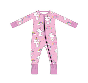 Nuovo Design <span class=keywords><strong>Pigiama</strong></span> Estivo per Neonati Manica Lunga in Bambù <span class=keywords><strong>con</strong></span> Stampa <span class=keywords><strong>Unicorno</strong></span> Cerniera YKK Comodo Antibatterico Abbigliamento per Bambini - Product Image 1