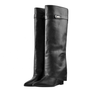 <span class=keywords><strong>Bottes</strong></span> hautes pour femmes, nouvelle conception d'usine, saison automne 2021, chaussures à talons compensés, <span class=keywords><strong>petit</strong></span> MOQ, prix de gros - Product Image 5