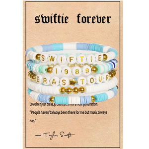 Pulsera versátil de arcilla suave Bohemia para mujer, pulsera con letras en inglés, diseñada por <span class=keywords><strong>Taylor</strong></span> - Product Image 6
