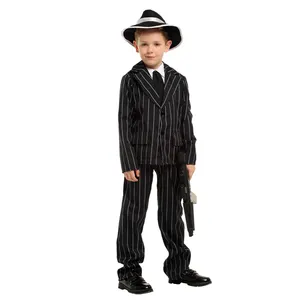 Kostum Halloween tersedia Mafia Mob Boss Mobster 1920s kostum Gangster anak DX-B002011