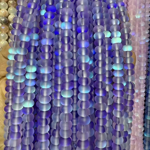 5*8mm Matte Aurora Crystal Glass <strong>Beads</strong> Flash Glitter Shining Mermaid Round Loose <strong>Aura</strong> <strong>Bead</strong> Frosted Moonstone - Product Image 1