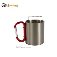 Tasse à café en acier inoxydable, avec poignée, mousqueton, 1 pièce