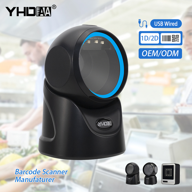 Hands-Free Auto Sensing 2D Omnidirectional Qr Code Reader USB Bar Code Scanner Desktop Barcode Scanner for Pos System