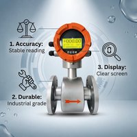 RUIJI Digital Mini Stainless Steel Electromagnetic Water Flow Meter, Sambungan Flens, Akurasi ±0.5%