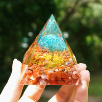 Albero della vita fatto a mano cristallo di quarzo blu con agata rossa quarzo orgone piramide reiki energia guarigione orgonite decorazione domestica