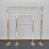 Arche florale de mariage de luxe à double poteau en fer forgé, support de fond en métal doré scintillant, idéal pour les événements festifs