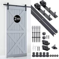Kit de quincaillerie pour porte de grange en acier moulé massif, revêtement noir, étanche, avec roulettes supérieures de 3 pieds pour mini-porte de grange en bois - Vente en gros