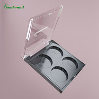 Palette de fard à paupières vide personnalisée de haute qualité forme carrée ABS couvercle transparent en plastique noir marque privée pour cosmétiques Blush