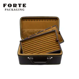 FORTE 3 层自定义标志珠宝天鹅绒盒珠宝盒与标志印刷的丝带