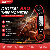Thermomètre numérique rapide pour la viande, thermomètre alimentaire à lecture instantanée, thermomètre étanche pour barbecue, fumoir et grill, rouge