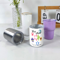 Verre à shot de 3 oz en acier inoxydable blanc pour sublimation, mini mug à vin, tasse droite avec paille en métal et couvercle transparent