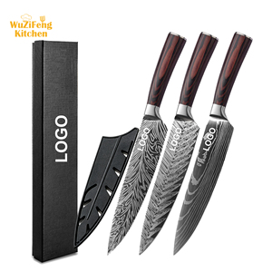 Cuchillo de Cocina de Acero Inoxidable con <span class=keywords><strong>Mango</strong></span> de Pakkawood y Patrón Damasco, para Cortar Carne y Verduras, con Funda de Plástico, Cuchillo de Chef de 12 Pulgadas - Product Image 1