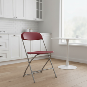 Red Wine <b>Plastic</b> Folding Chair Flat Back Stylish Comfortable Lightweight Durable Outdoor Hotel Warehouse Seating Banquets - Product Image 1