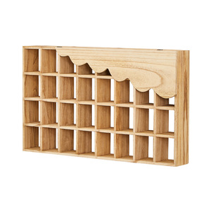 Solid Wood Lattice Shelf Wall Mounted Multi Compartment Display Rack For Teapots Teacups Tea <b>Leaves</b> Storage Living Room - Product Image 5